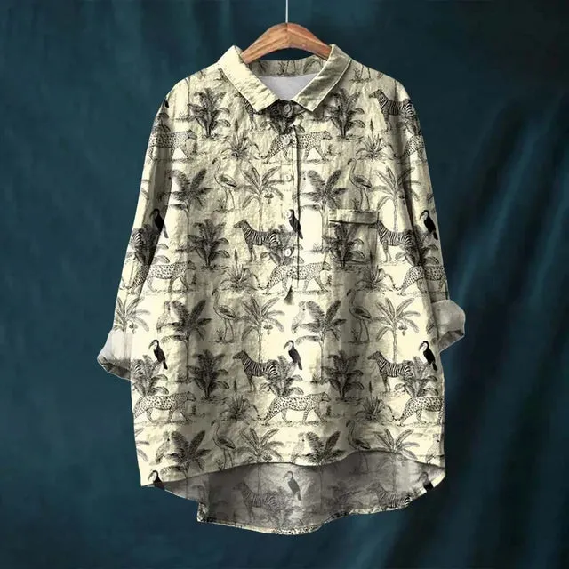Floral Essence™ | Women's Vintage Floral Blouse | Lightweight Cotton, Relaxed Fit & Breathable Design