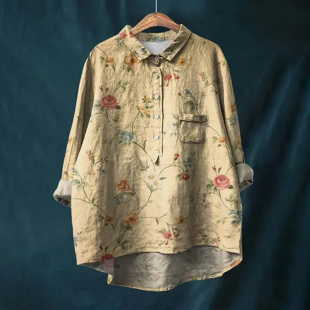 Floral Essence™ | Women's Vintage Floral Blouse | Lightweight Cotton, Relaxed Fit & Breathable Design