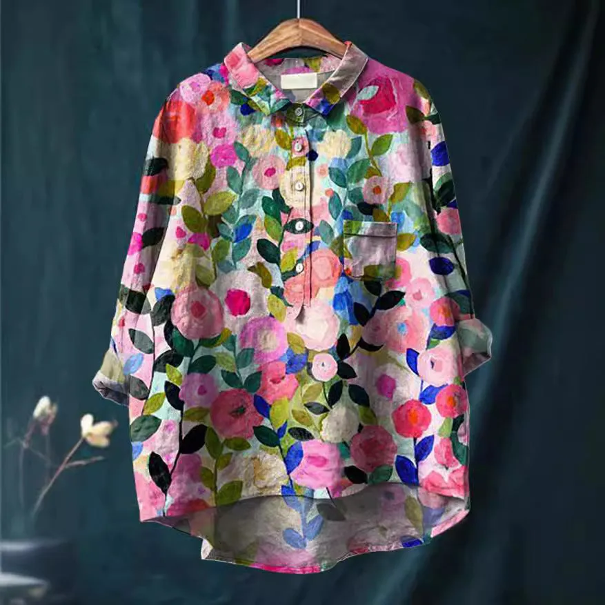 Floral Essence™ | Women's Vintage Floral Blouse | Lightweight Cotton, Relaxed Fit & Breathable Design