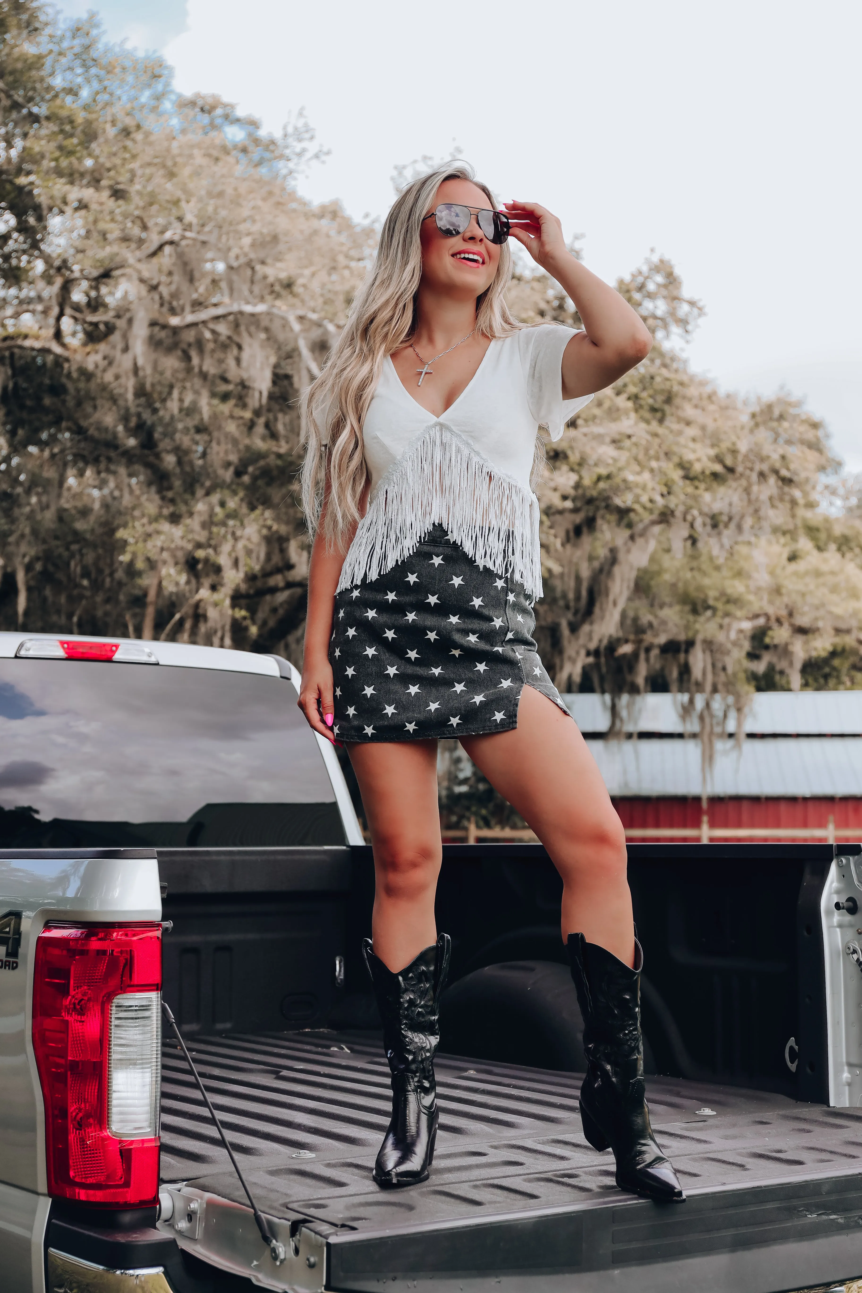 Fluttering Fringe V-Neck Crop Top