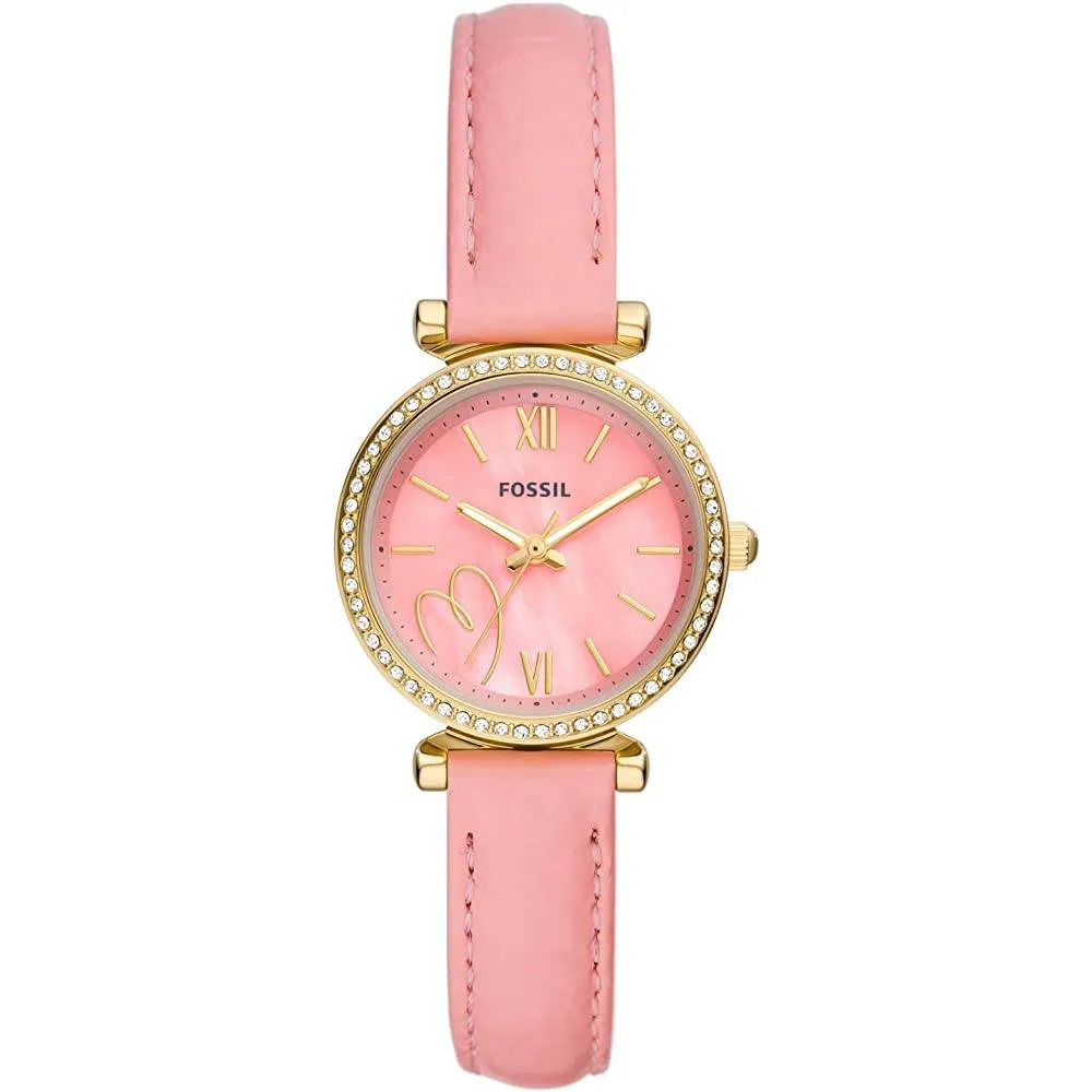Fossil Women's Carlie Mini Quartz Stainless Steel and Leather Watch | Multiple Colors