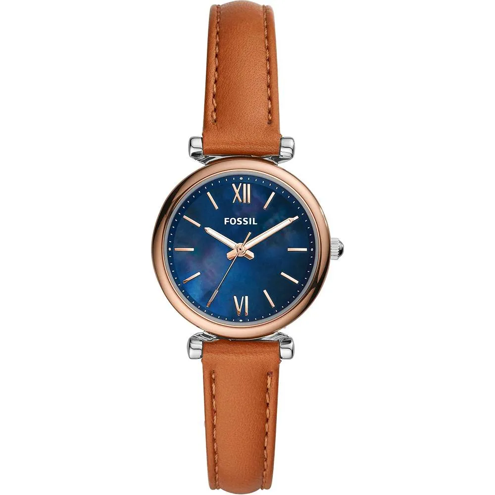 Fossil Women's Carlie Mini Quartz Stainless Steel and Leather Watch | Multiple Colors