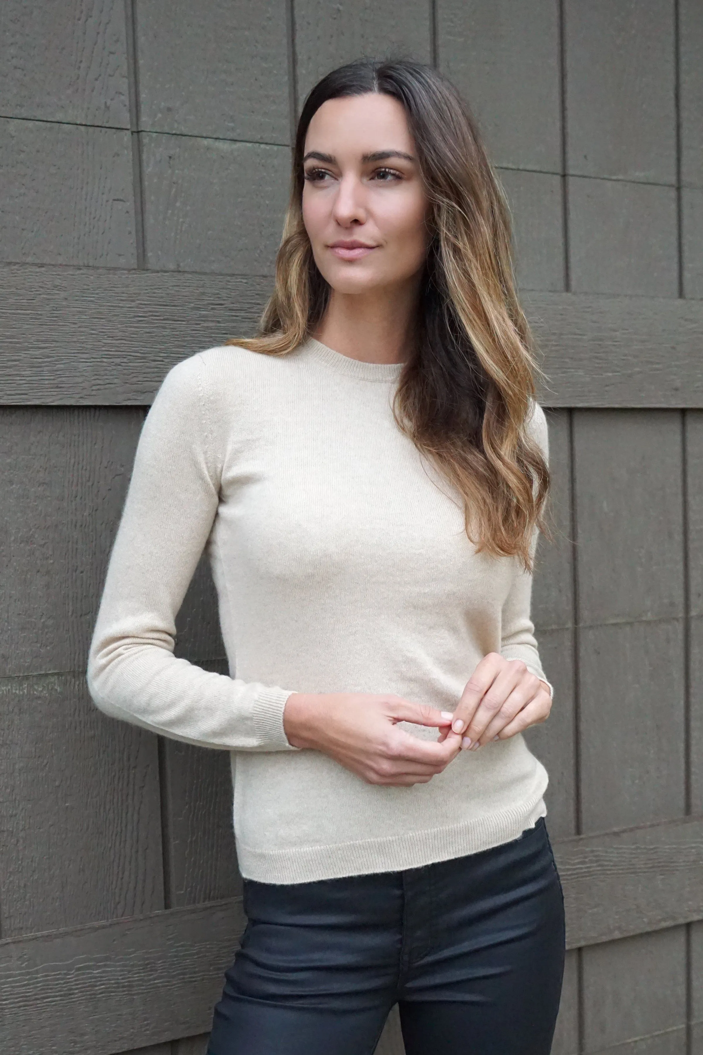 Foster Crewneck Cashmere Sweater - Organic Tan