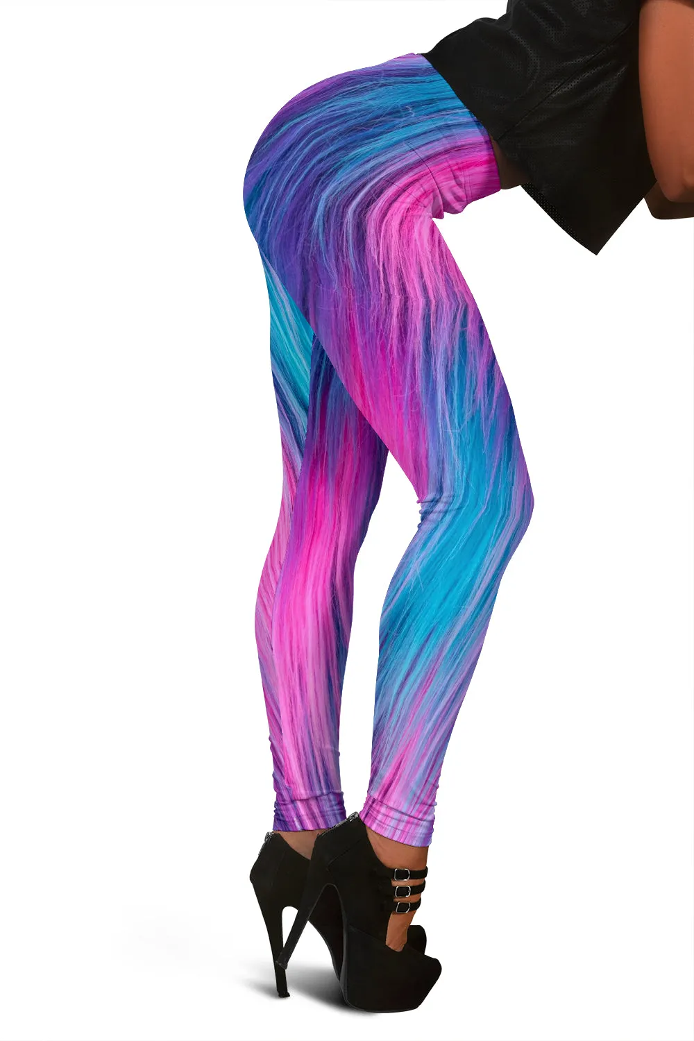 Furry Pink Blue Women's Leggings