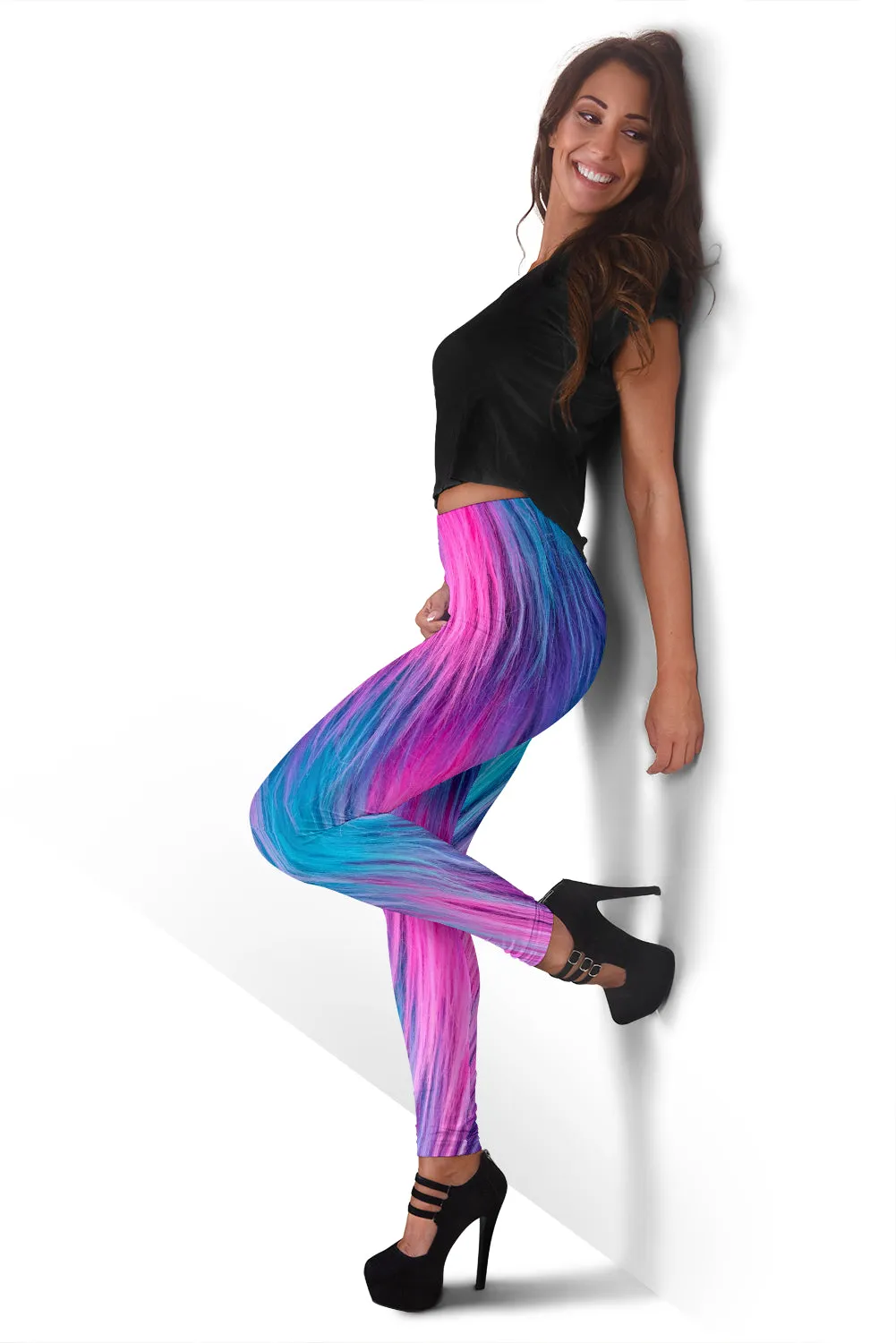 Furry Pink Blue Women's Leggings