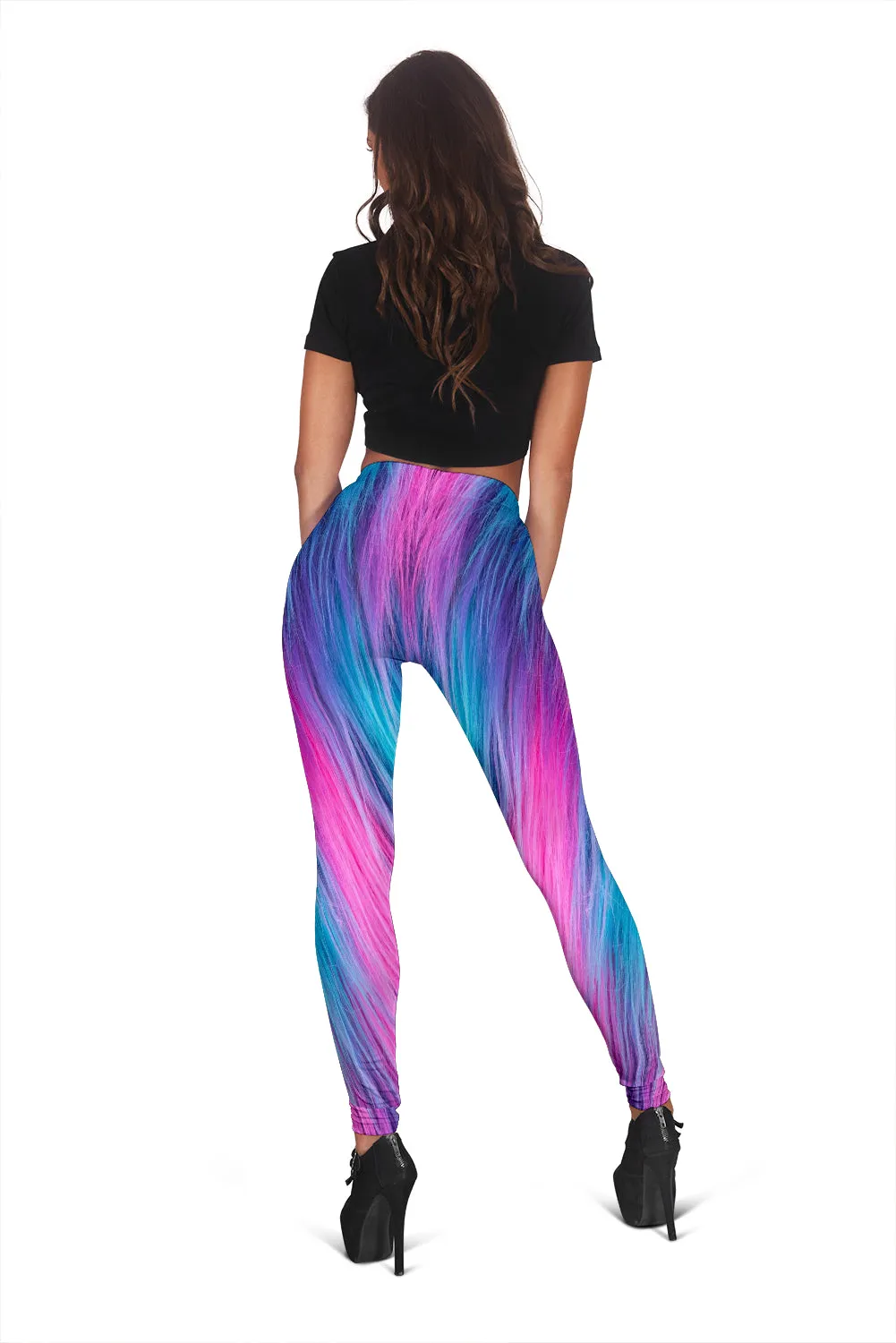 Furry Pink Blue Women's Leggings