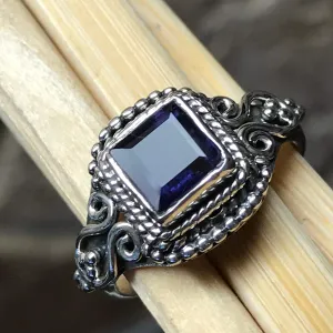 Genuine 1ct Iolite 925 Solid Sterling Silver Engagement Ring Size 6, 7.5