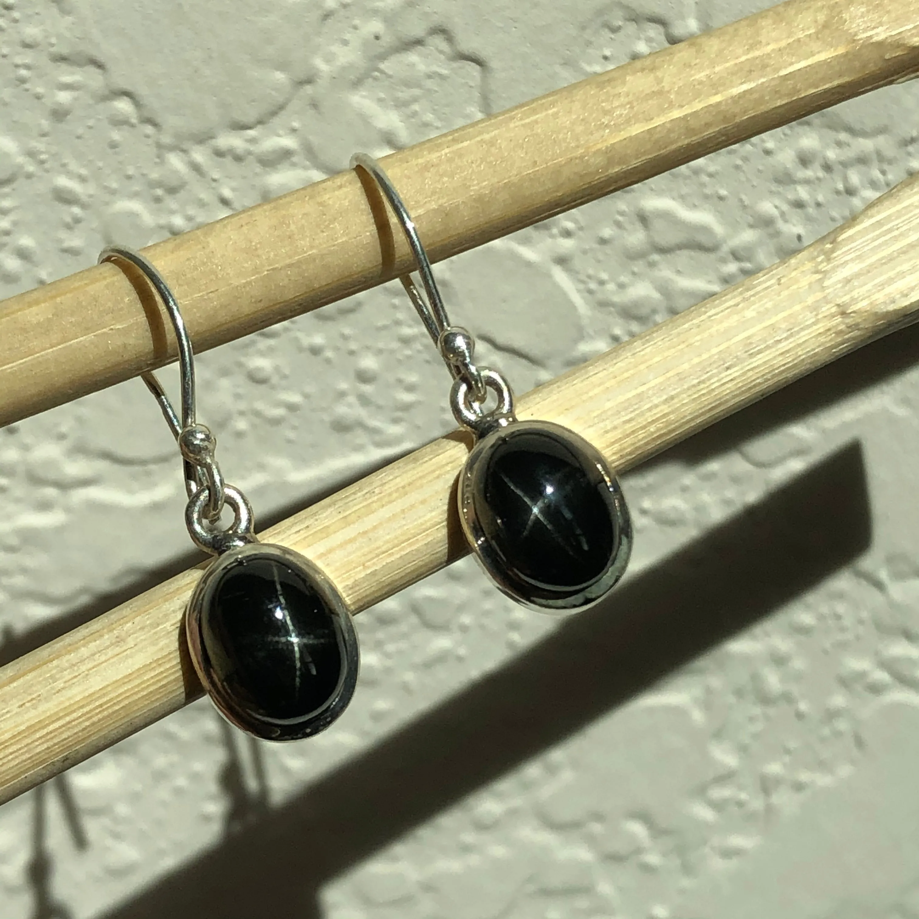Genuine Black Star Diopside 925 Solid Sterling Silver Earrings 25mm