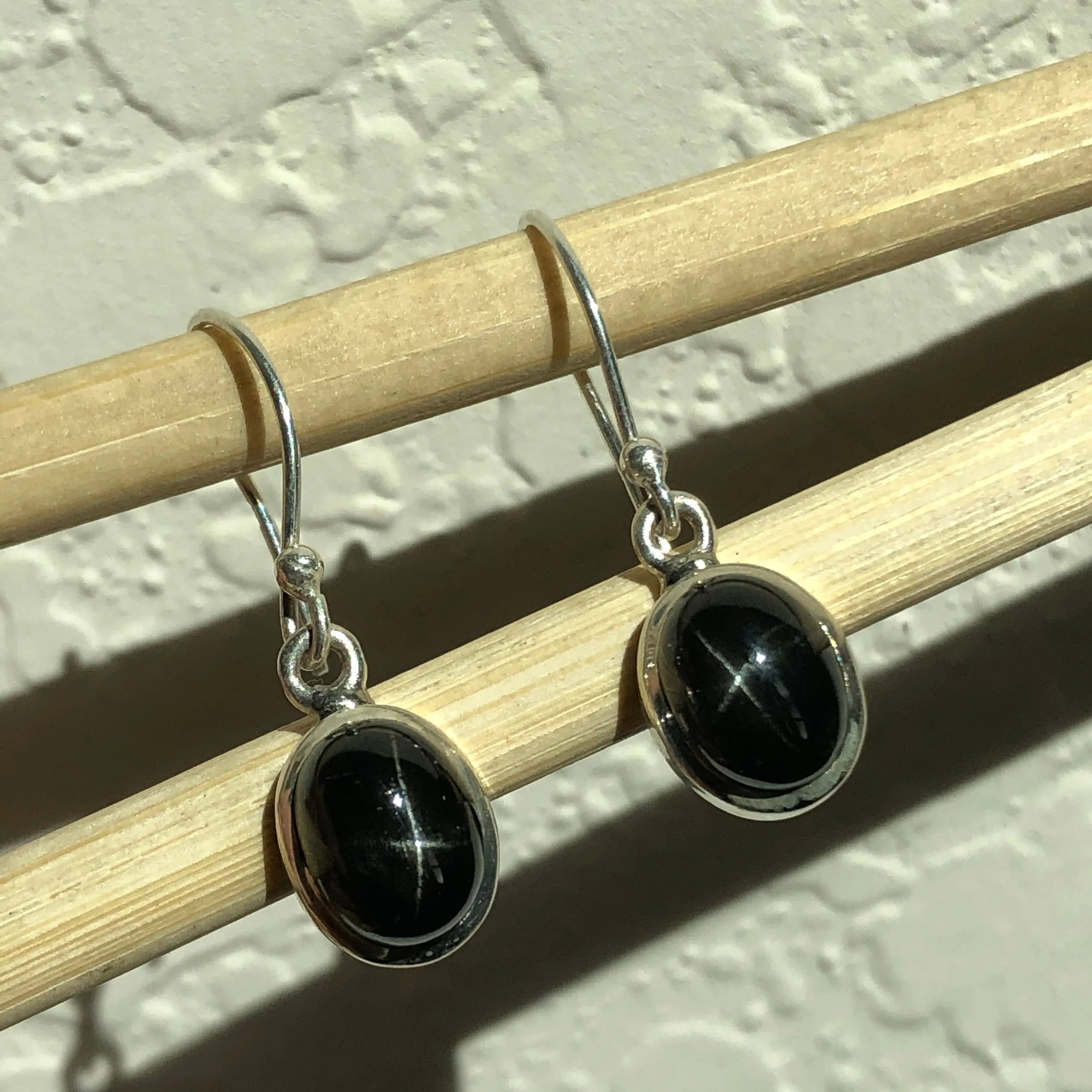 Genuine Black Star Diopside 925 Solid Sterling Silver Earrings 25mm