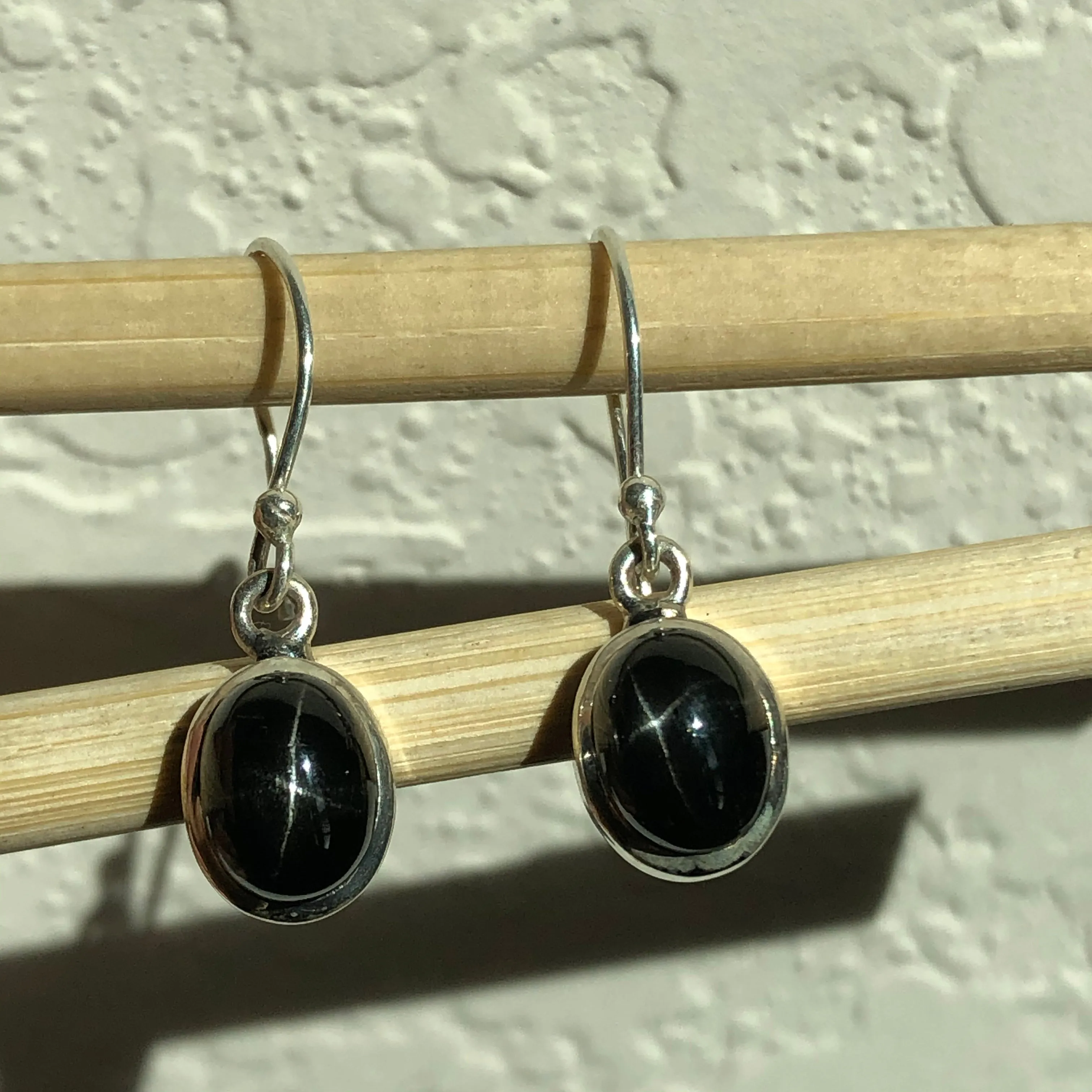 Genuine Black Star Diopside 925 Solid Sterling Silver Earrings 25mm
