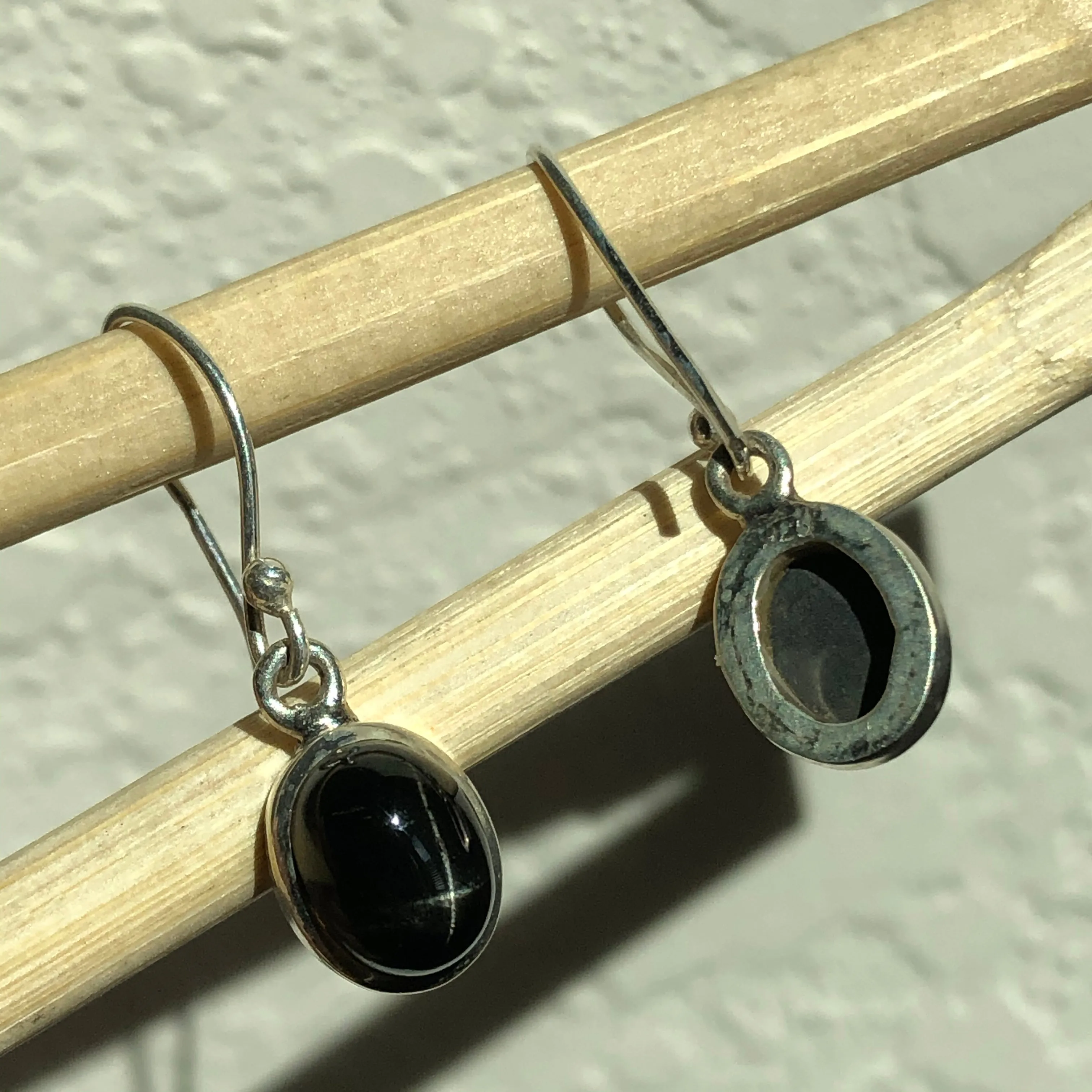 Genuine Black Star Diopside 925 Solid Sterling Silver Earrings 25mm