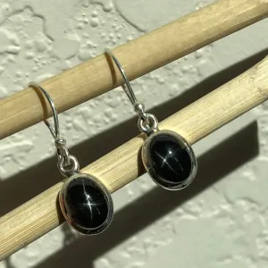 Genuine Black Star Diopside 925 Solid Sterling Silver Earrings 25mm