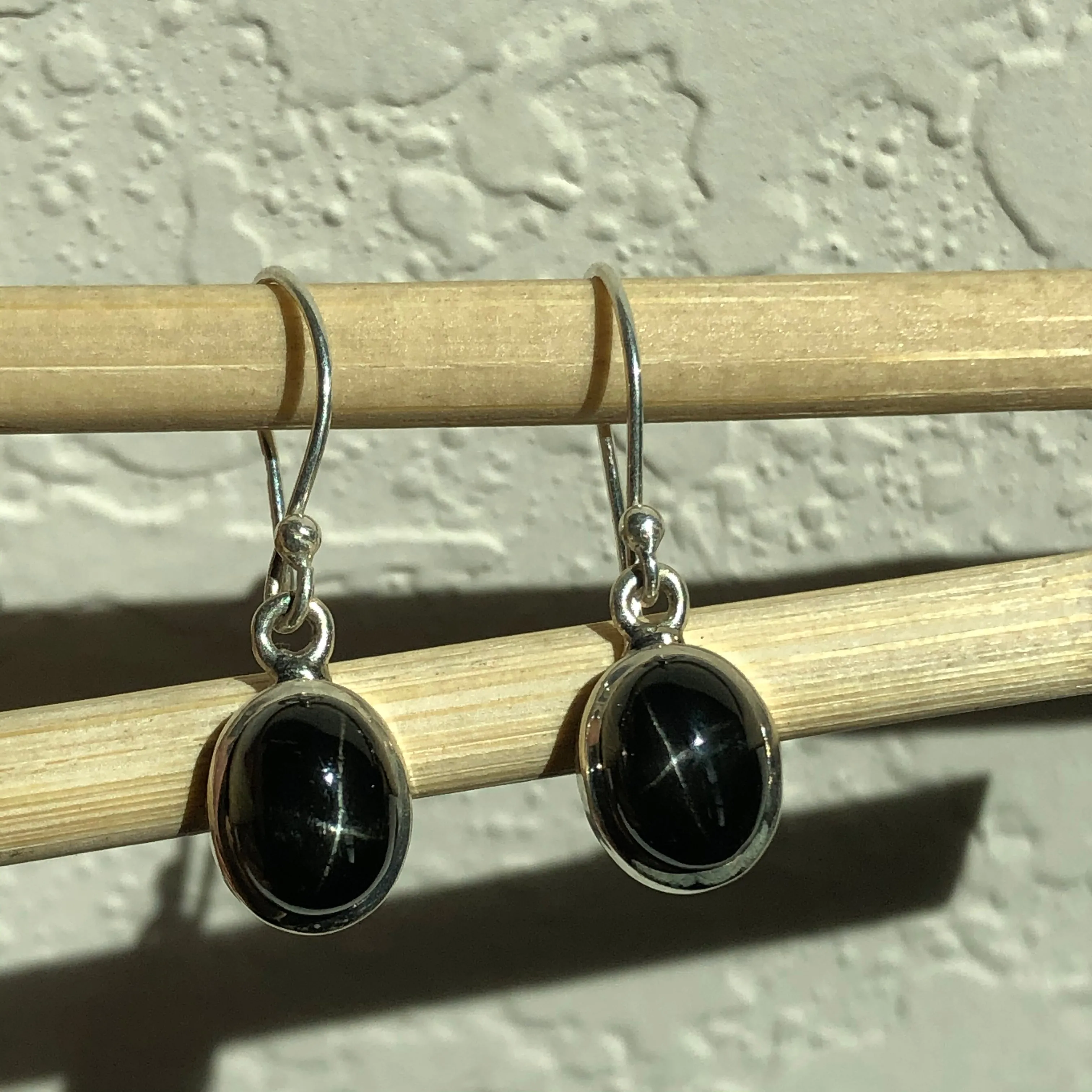 Genuine Black Star Diopside 925 Solid Sterling Silver Earrings 25mm