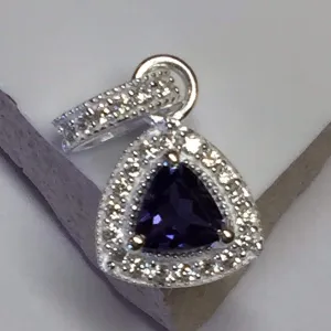 Genuine Iolite 925 Solid Sterling Silver Pendant 15mm