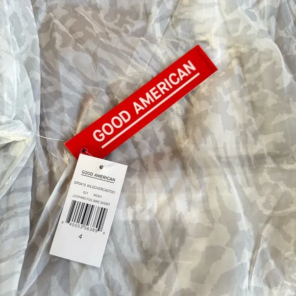 Good American Icy Leopard Print Windbreaker Jacket Sz 4 (Womens XL) White Sheer