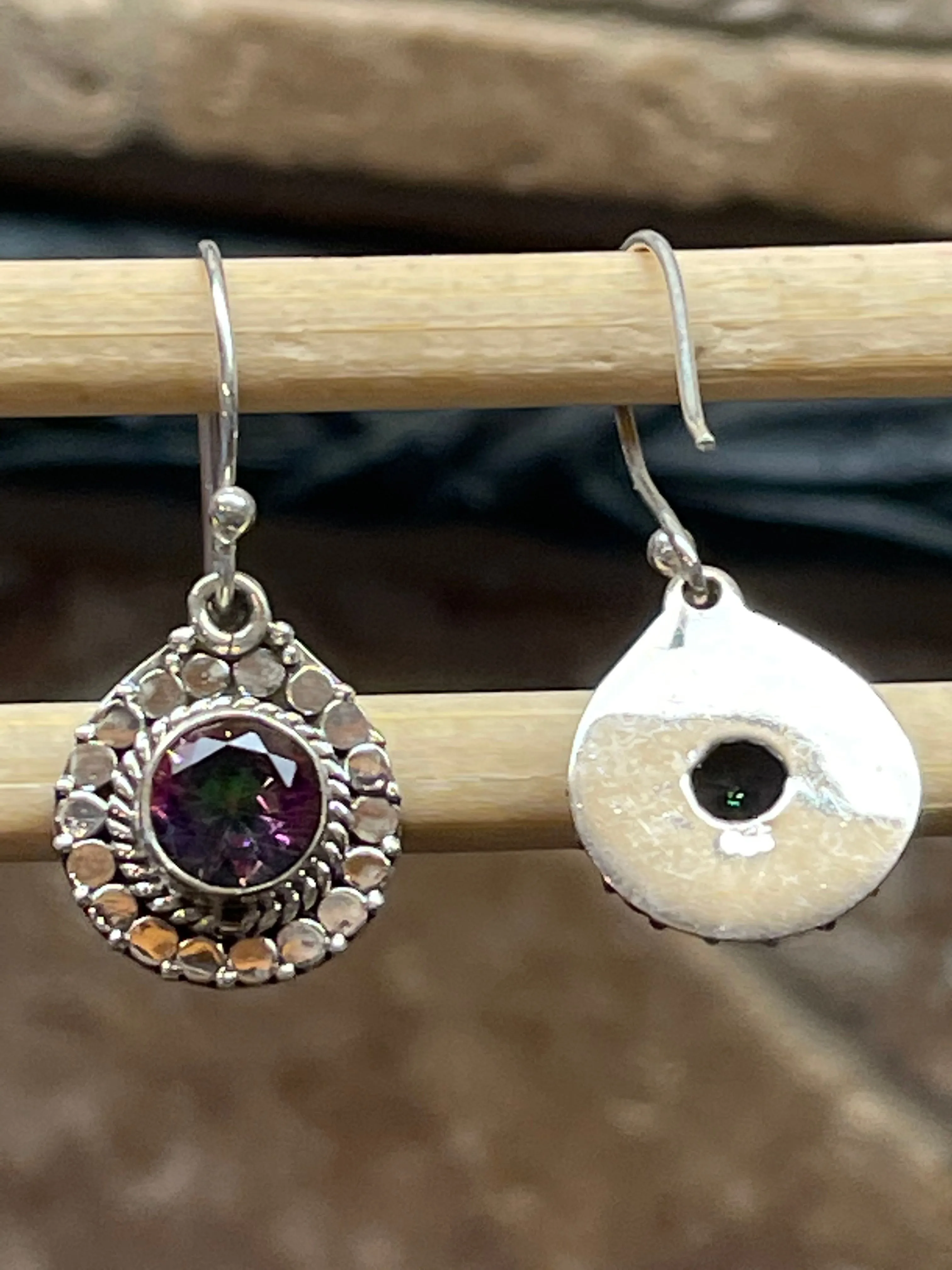 Gorgeous 2ct Mystic Topaz 925 Solid Sterling Silver Earrings 25mm