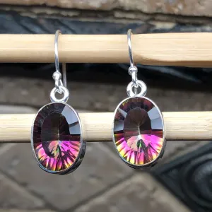 Gorgeous 3.5ct Mystic Topaz 925 Solid Sterling Silver Earrings 30mm