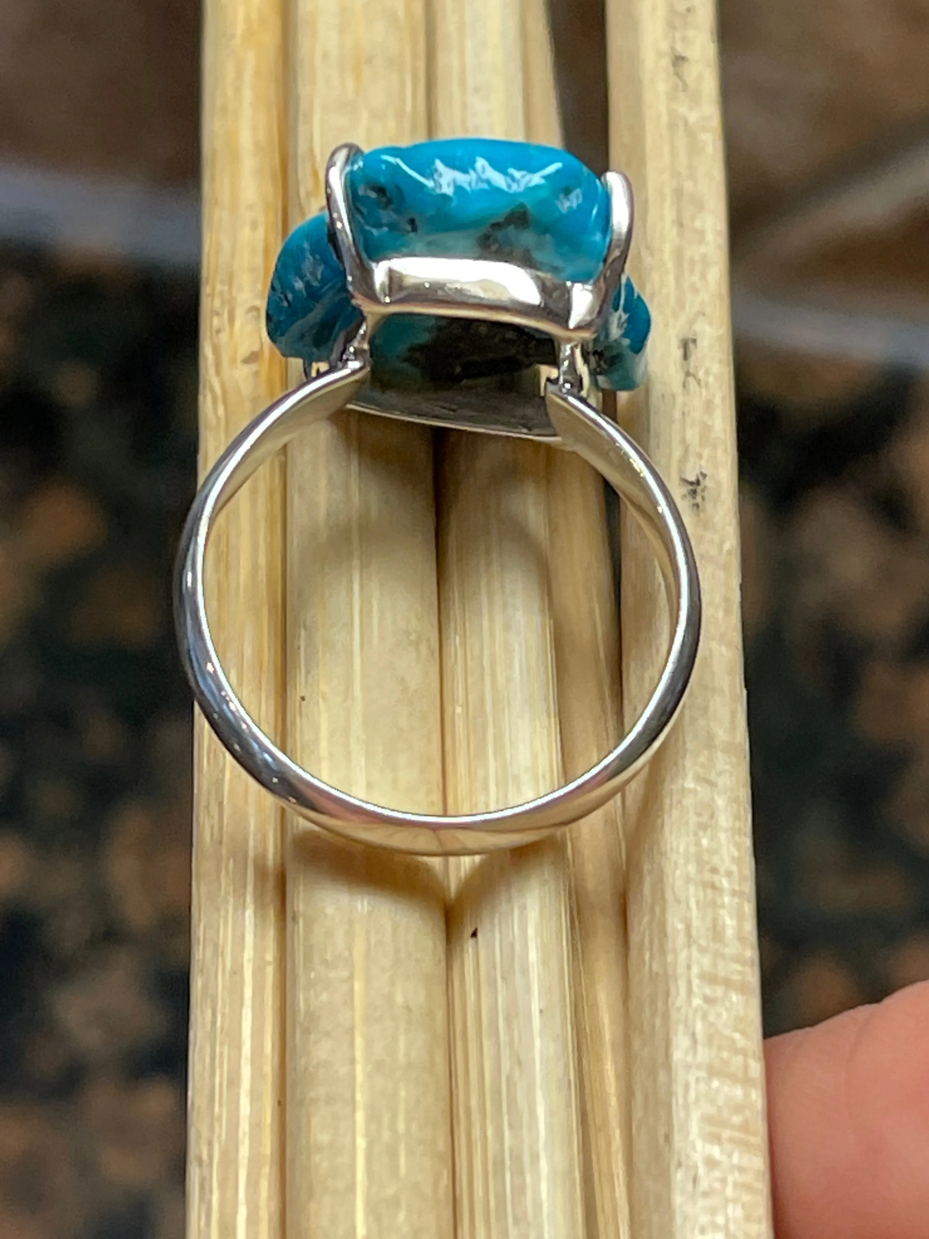 Gorgeous Blue Turquoise 925 Solid Sterling Silver Ring Size 8