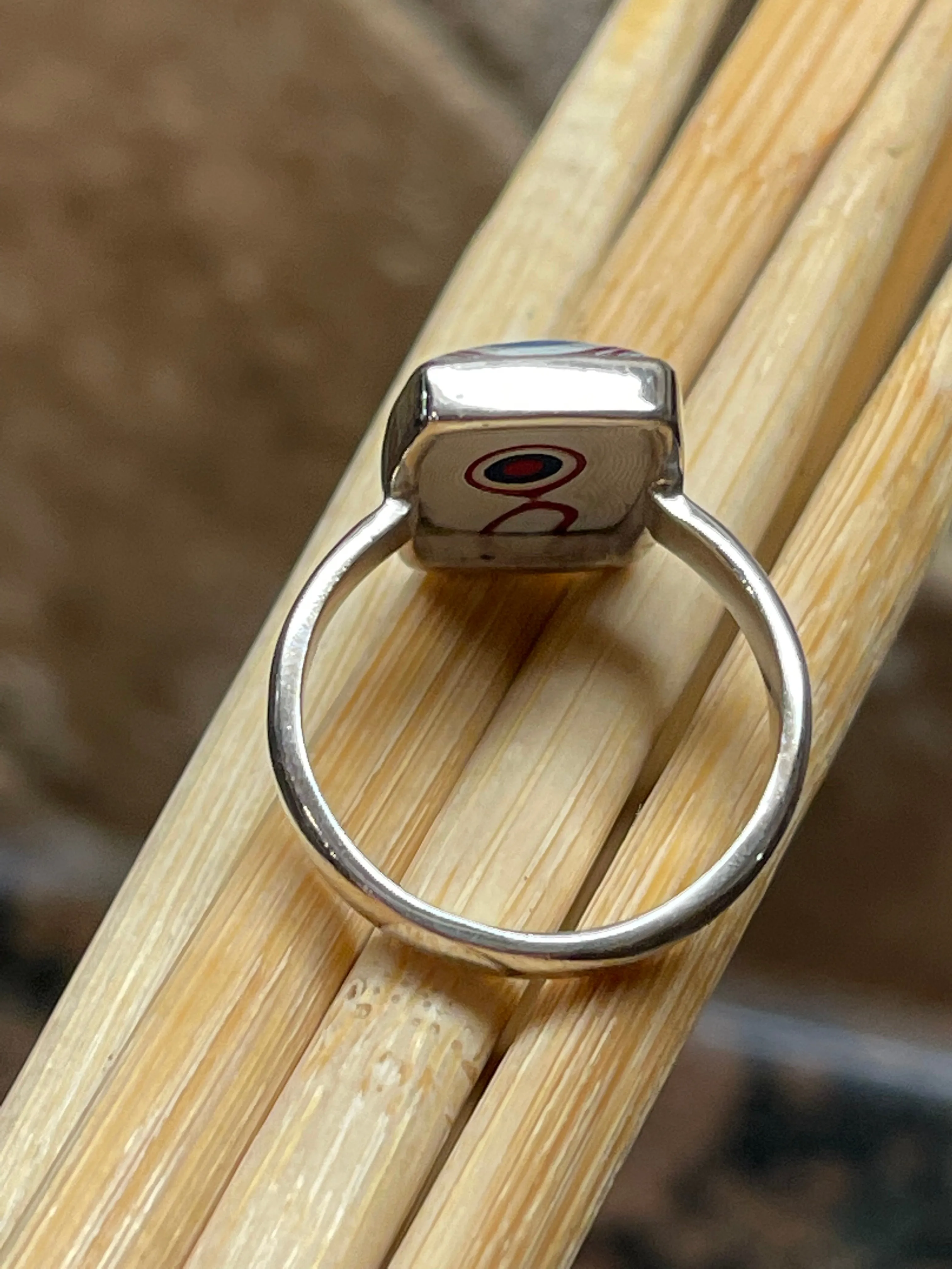 Gorgeous Fordite Agate 925 Solid Sterling Silver Ring Size 8