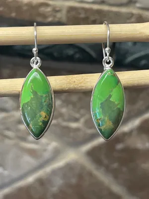 Gorgeous Green Turquoise 925 Solid Sterling Silver Earrings 40mm