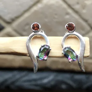 Gorgeous Mystic Topaz 925 Solid Sterling Silver Earrings 17mm