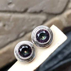 Gorgeous Mystic Topaz 925 Solid Sterling Silver Earrings 7mm