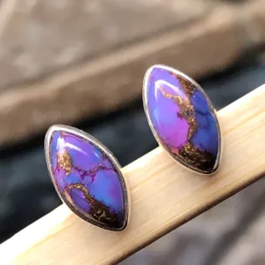 Gorgeous Purple Mohave Turquoise 925 Solid Sterling Silver Earrings 10mm