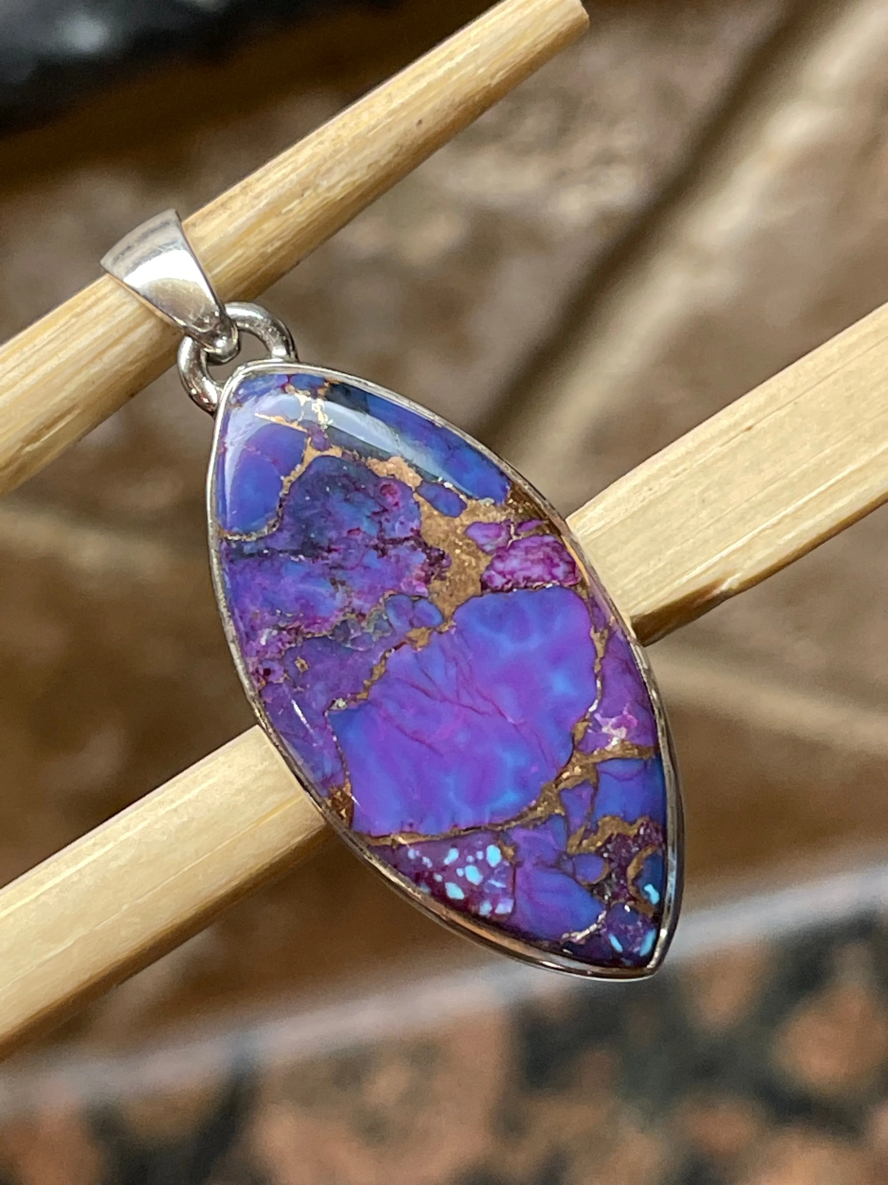Gorgeous Purple Mohave Turquoise 925 Solid Sterling Silver Pendant 40mm