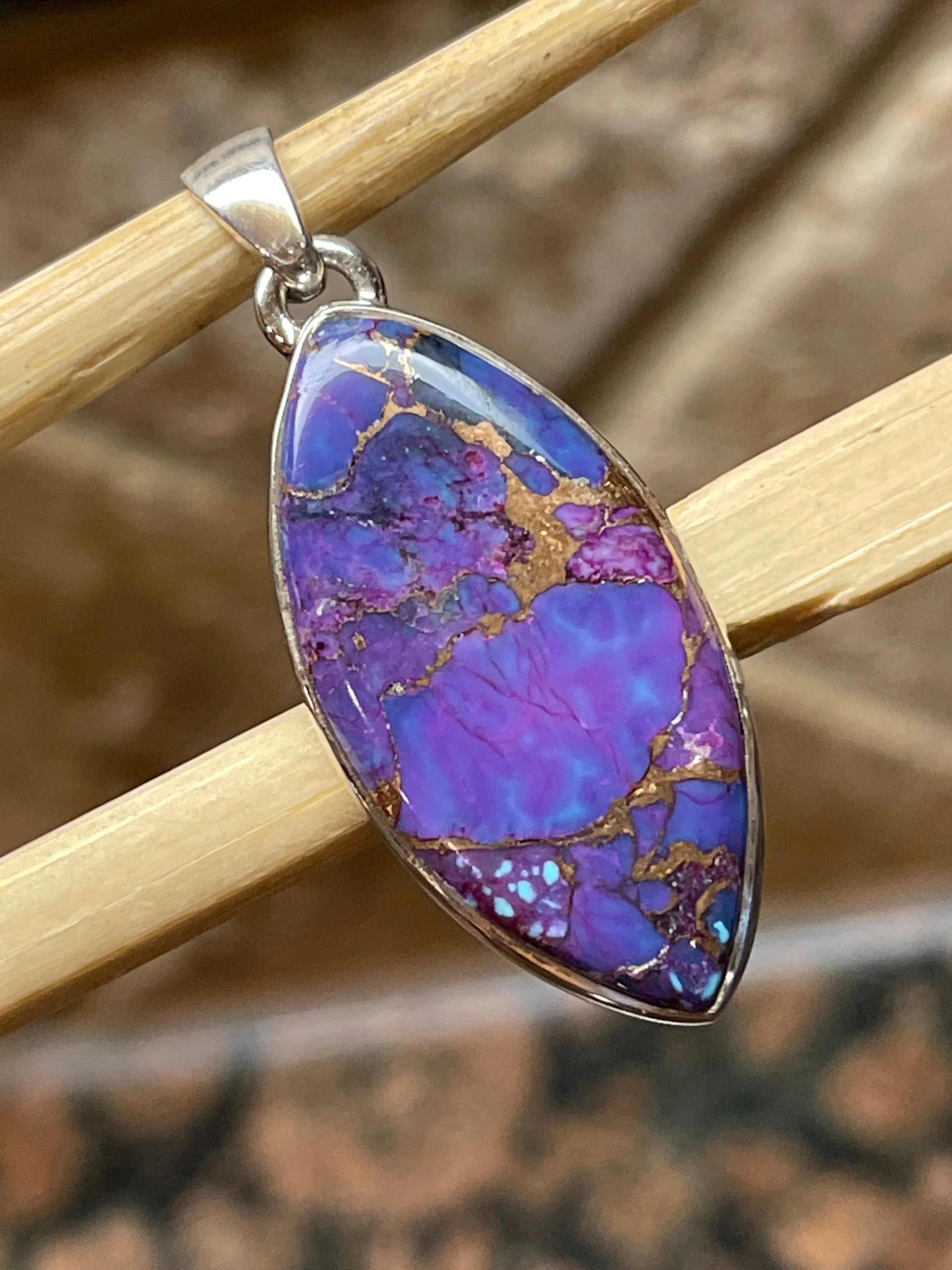 Gorgeous Purple Mohave Turquoise 925 Solid Sterling Silver Pendant 40mm