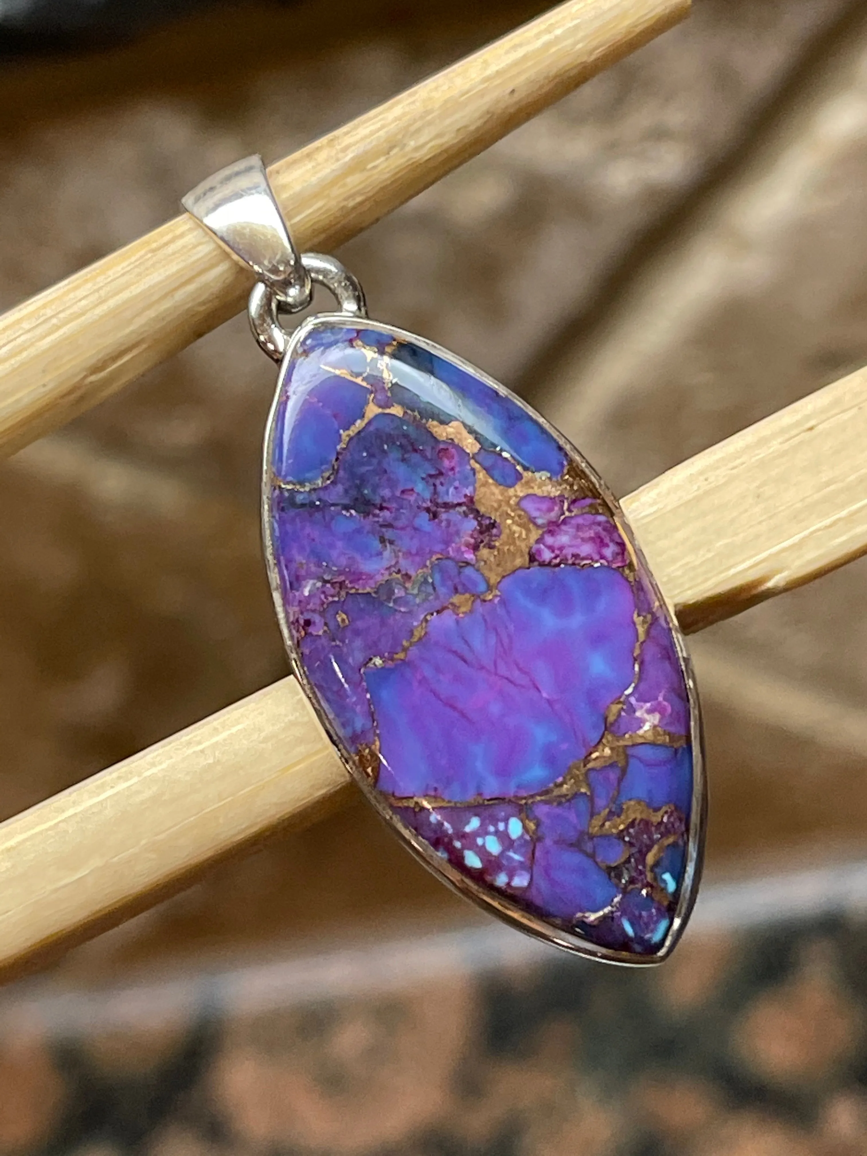 Gorgeous Purple Mohave Turquoise 925 Solid Sterling Silver Pendant 40mm