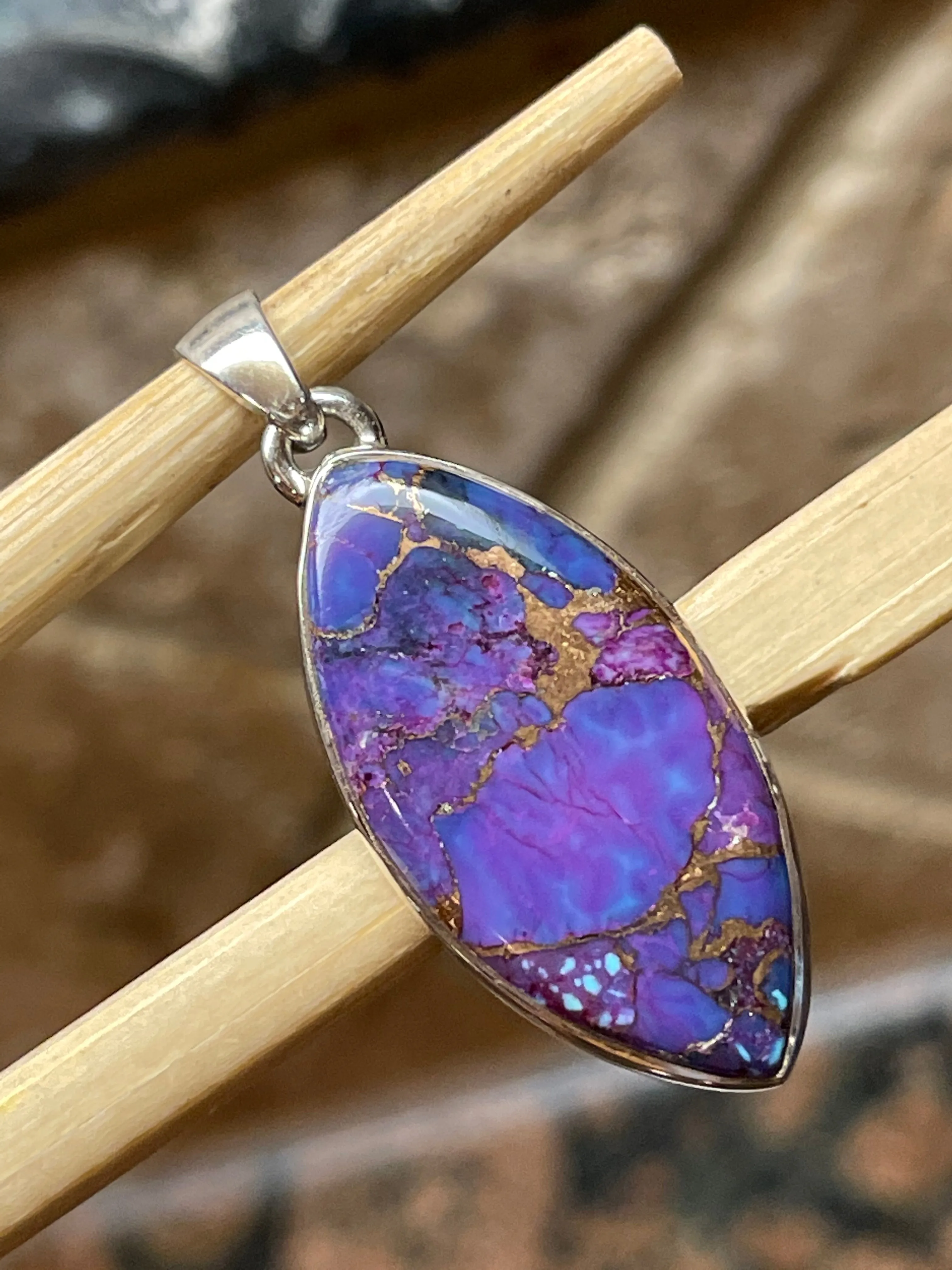 Gorgeous Purple Mohave Turquoise 925 Solid Sterling Silver Pendant 40mm