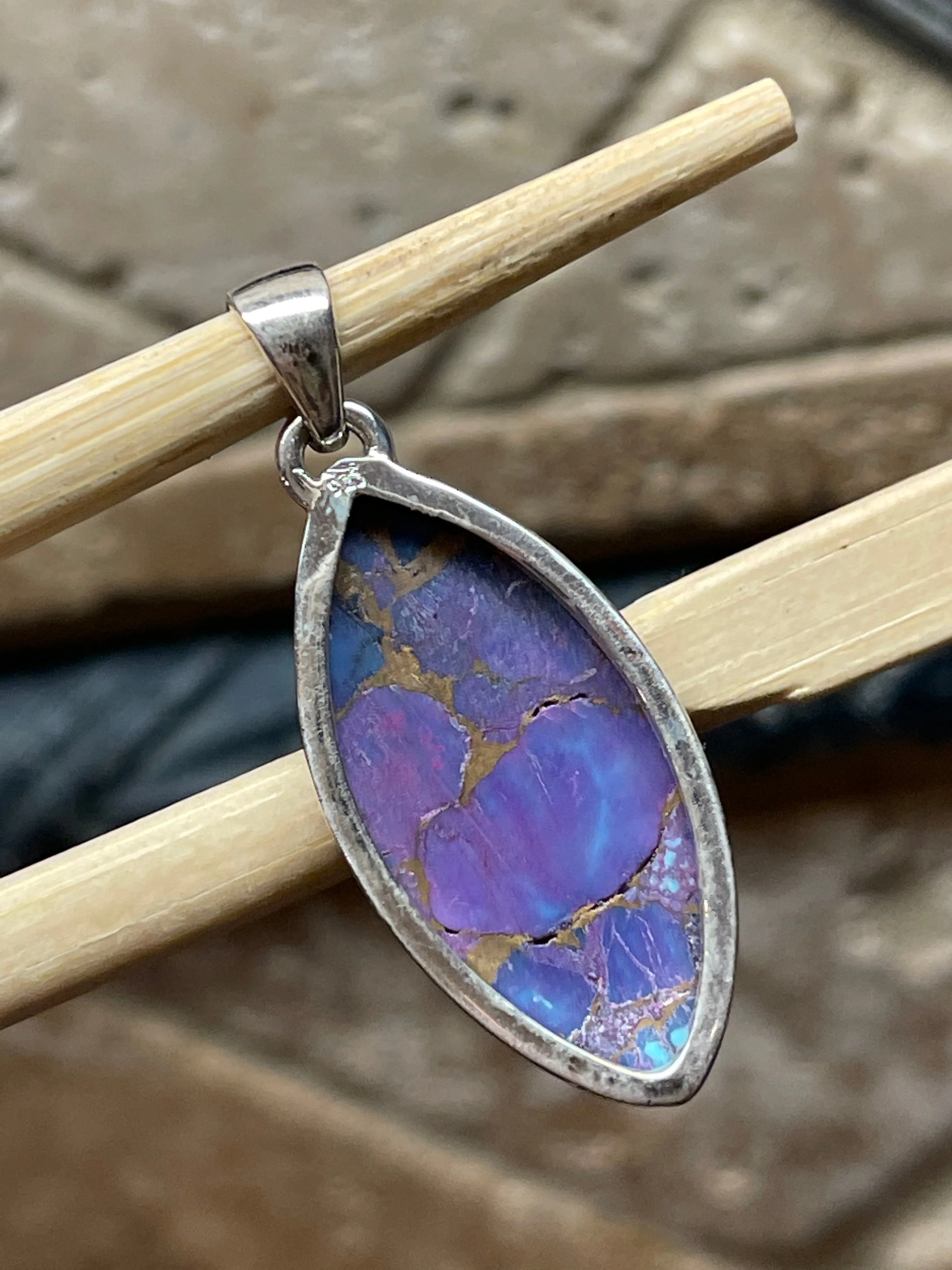 Gorgeous Purple Mohave Turquoise 925 Solid Sterling Silver Pendant 40mm