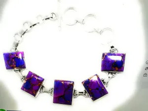 Gorgeous Purple Turquoise 925 Sterling Silver Bracelet 7" long
