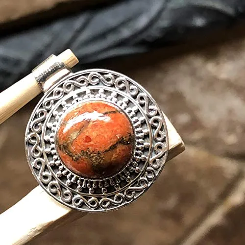 Gorgeous Red Mohave Copper Turquoise 925 Solid Sterling Silver Pendant 25mm