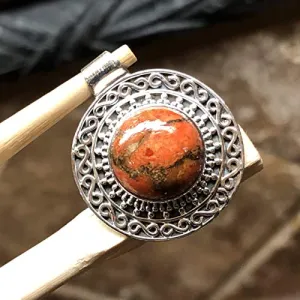 Gorgeous Red Mohave Copper Turquoise 925 Solid Sterling Silver Pendant 25mm