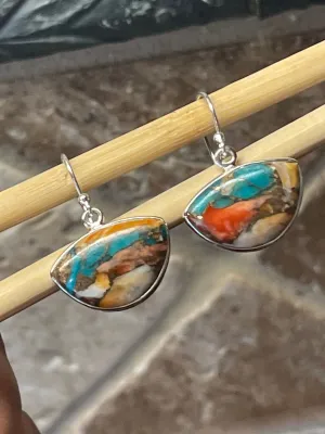 Gorgeous Spiny Oyster Arizona Turquoise 925 Solid Sterling Silver Earrings 27mm