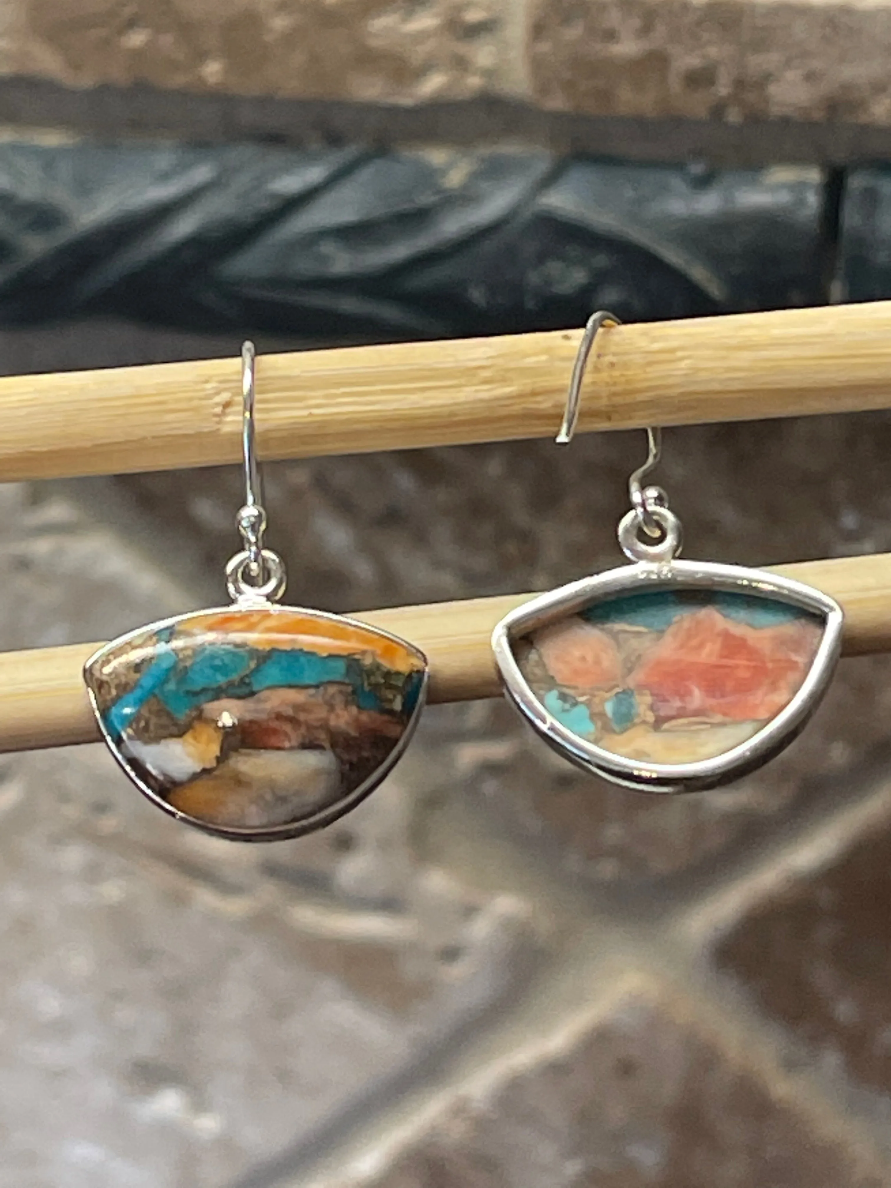 Gorgeous Spiny Oyster Arizona Turquoise 925 Solid Sterling Silver Earrings 27mm