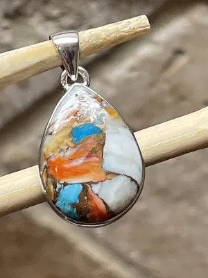 Gorgeous Spiny Oyster Arizona Turquoise 925 Solid Sterling Silver Pendant 35mm