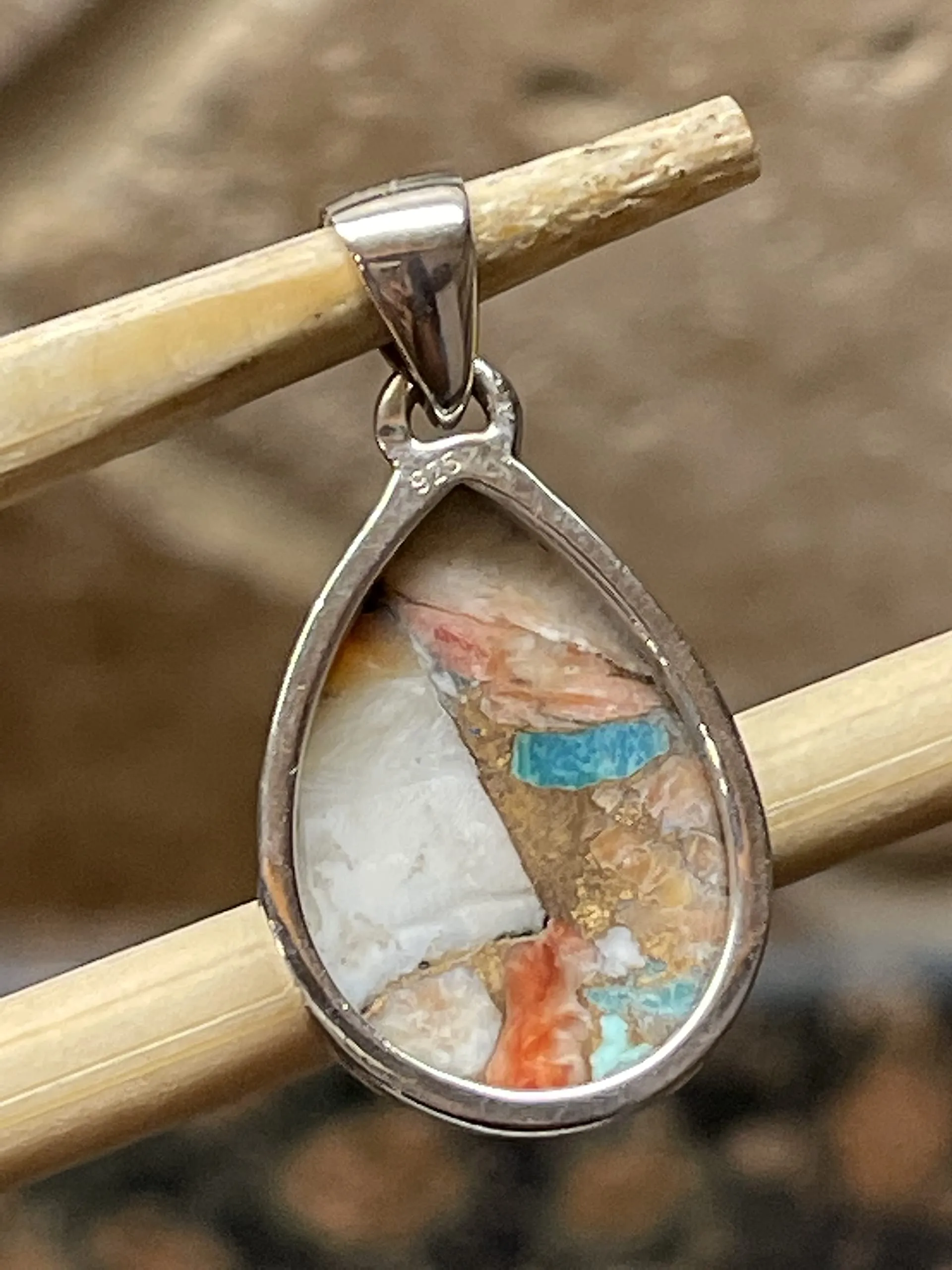 Gorgeous Spiny Oyster Arizona Turquoise 925 Solid Sterling Silver Pendant 35mm