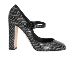 Gray Black Pattern Leather Pumps