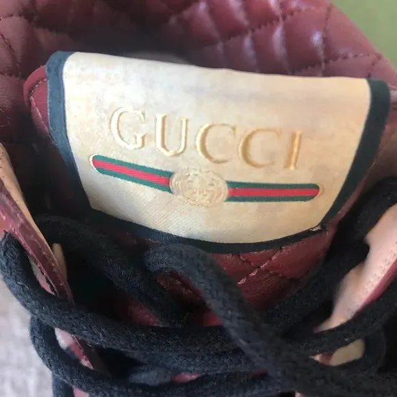 Gucci Leather Trip Boots in Garnet Red