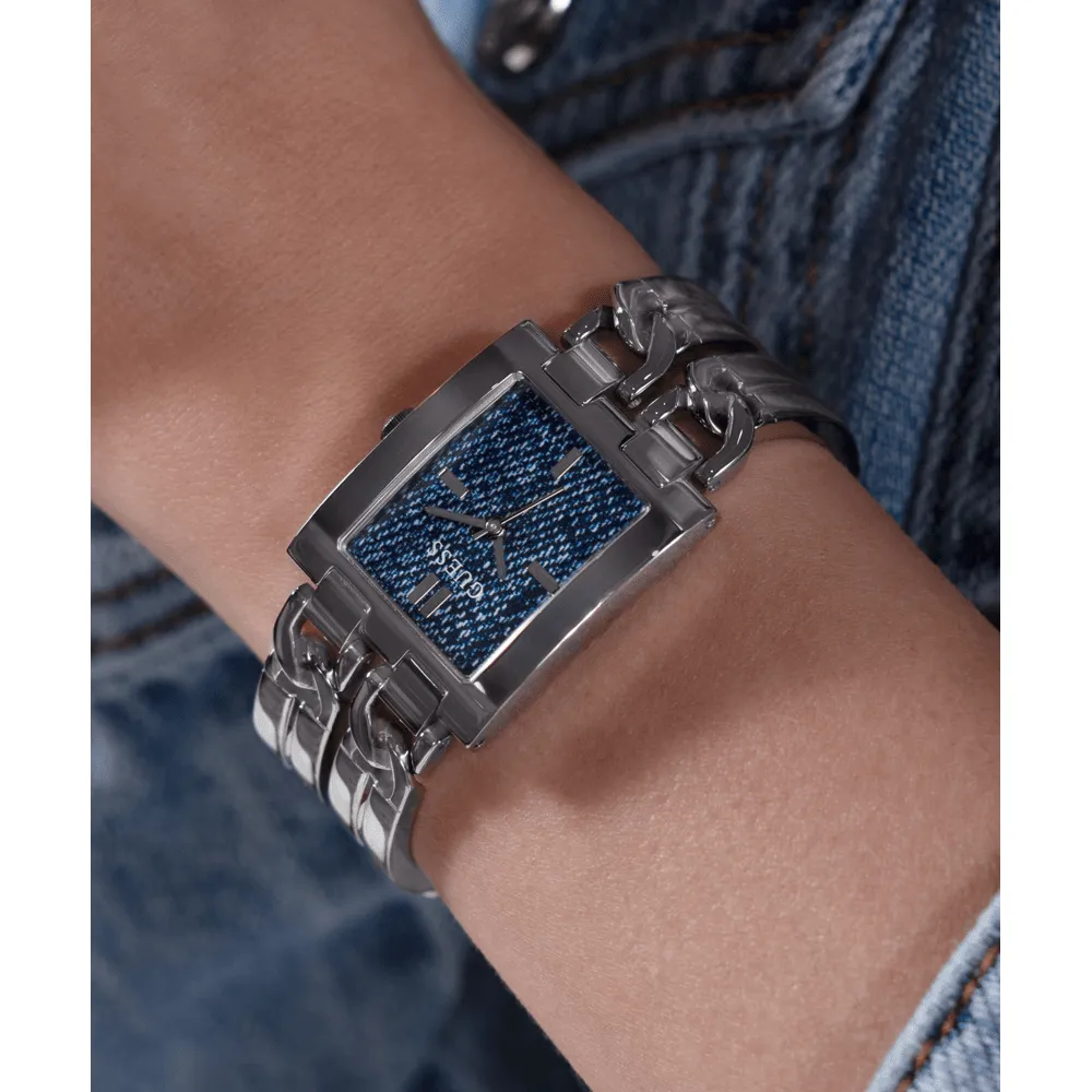 Guess Trend Mod Id Trend Silver-Tone Blue Denim Women's Watch GW0807L1
