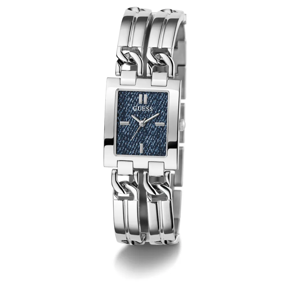 Guess Trend Mod Id Trend Silver-Tone Blue Denim Women's Watch GW0807L1