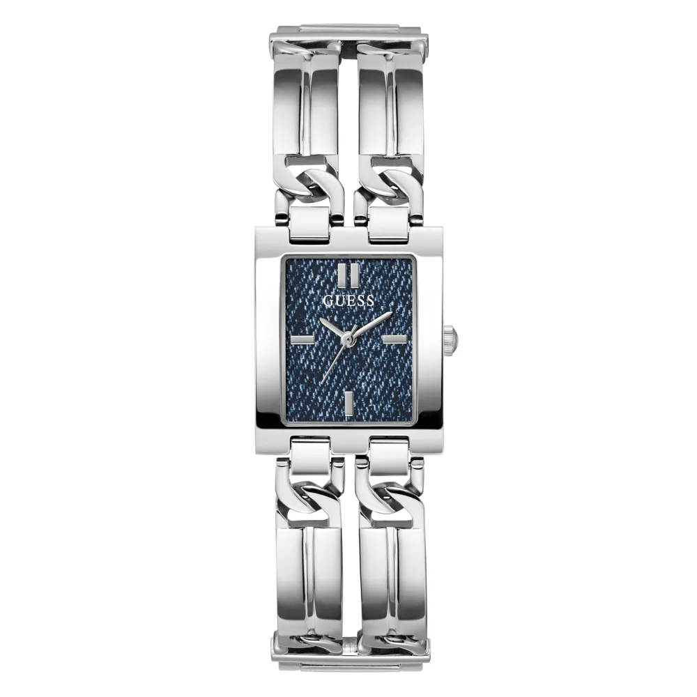 Guess Trend Mod Id Trend Silver-Tone Blue Denim Women's Watch GW0807L1