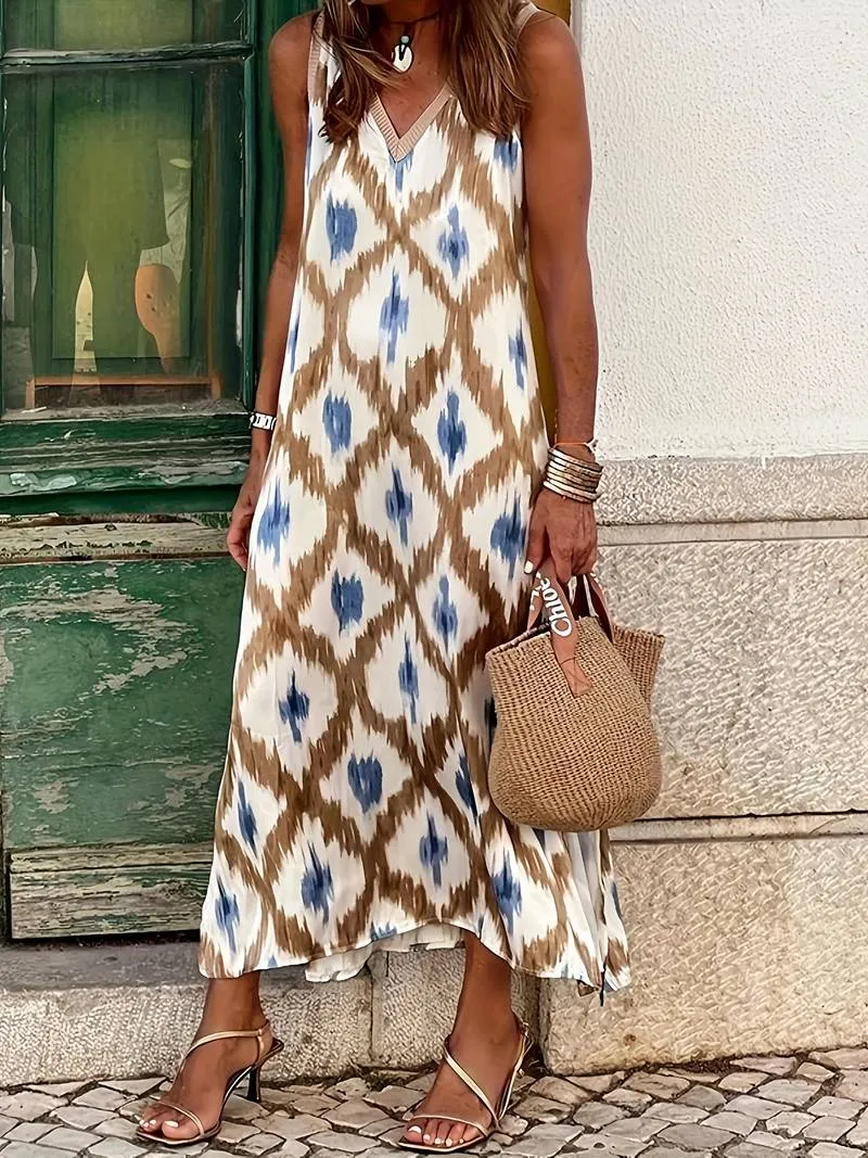 Hadassa® | Ikat Print Sleeveless Dress