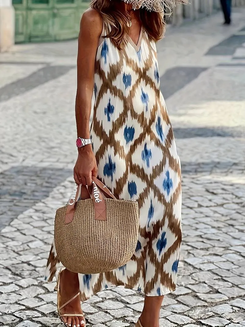 Hadassa® | Ikat Print Sleeveless Dress