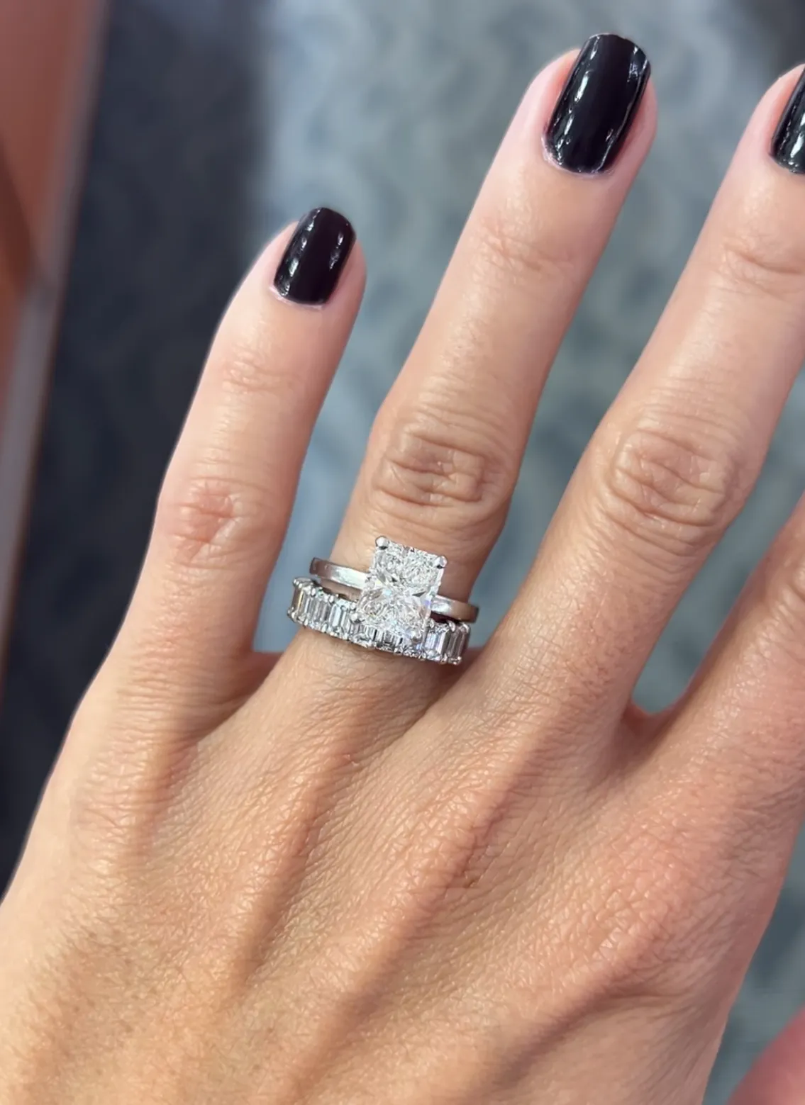Half Emerald Cut Diamond Band