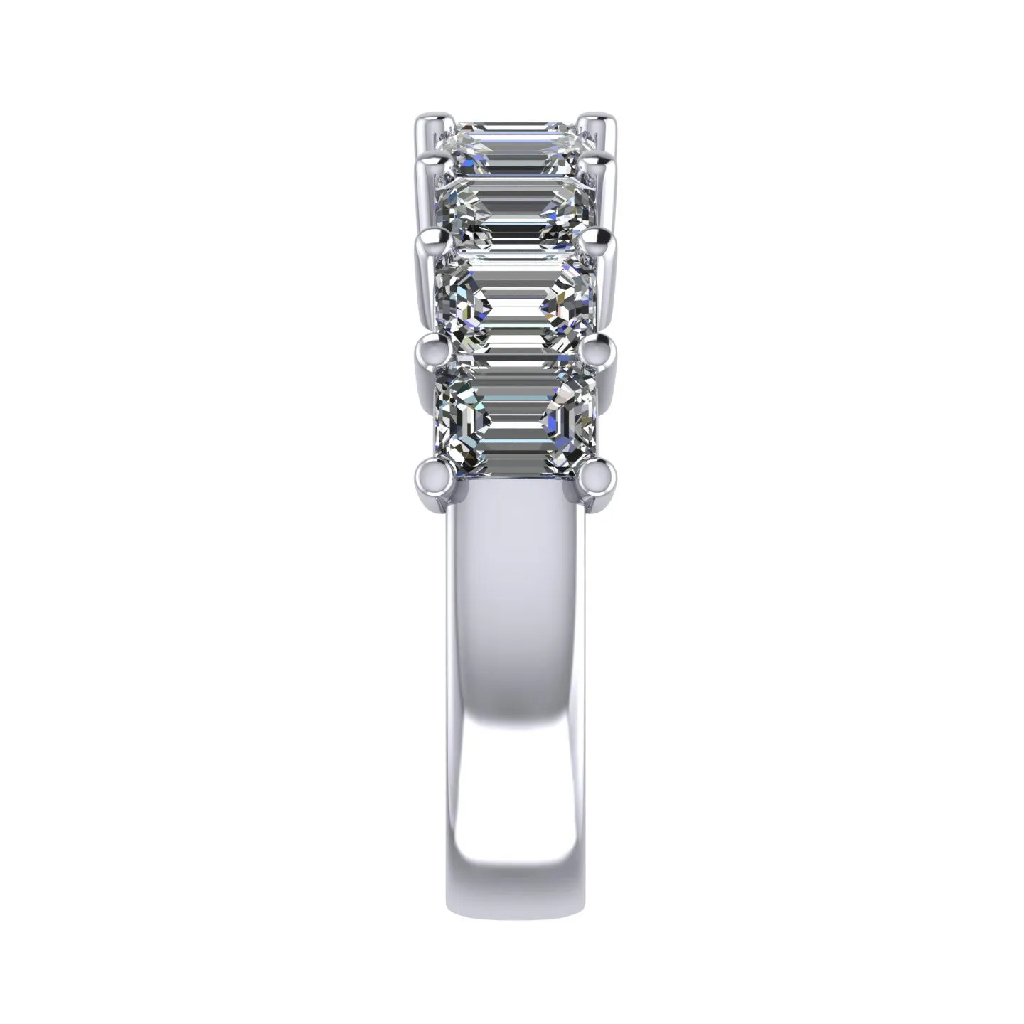 Half Emerald Cut Diamond Band