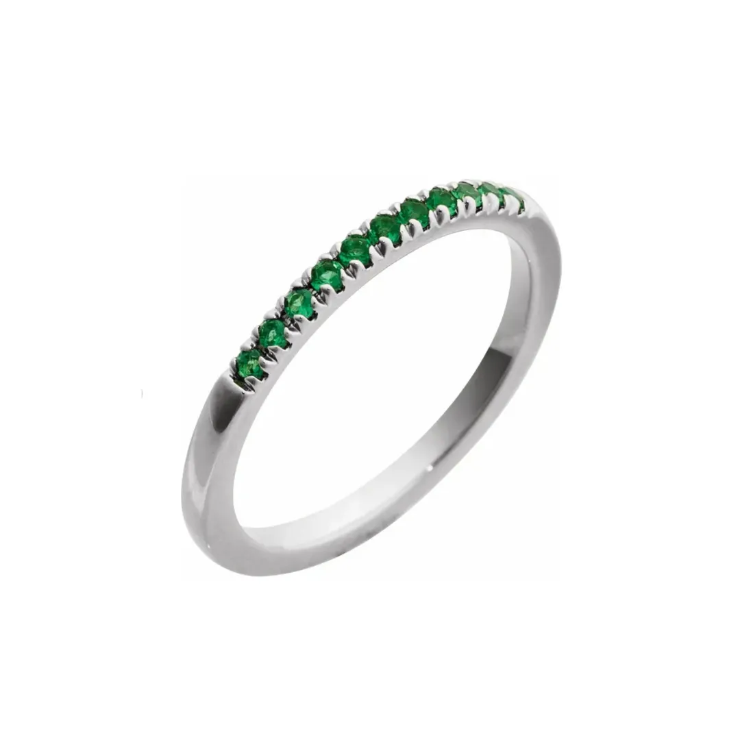 Half Pavé Birthstone Ring - White Gold