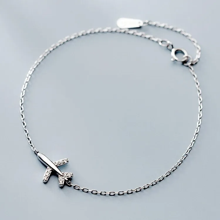HandMade Aircraft Airplane Bracelet 925 platinum Bracelet Women's Jewelry